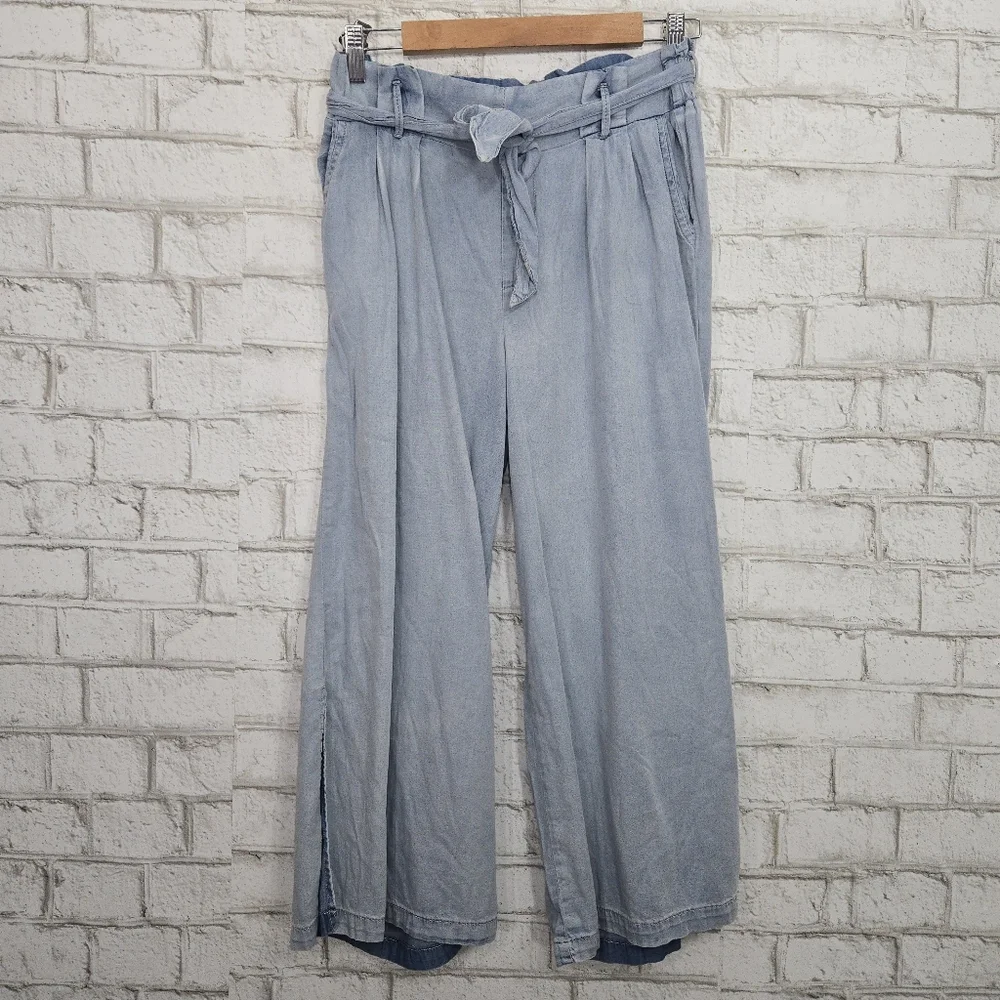 Rewash Light Blue Wide Leg Tie Waist Pants - Picture 1 of 16